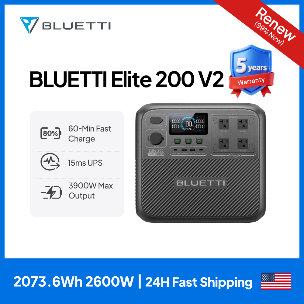 Solar Emergency Charger - 【Renew】BLUETTI Elite 200 V2 Portable Power